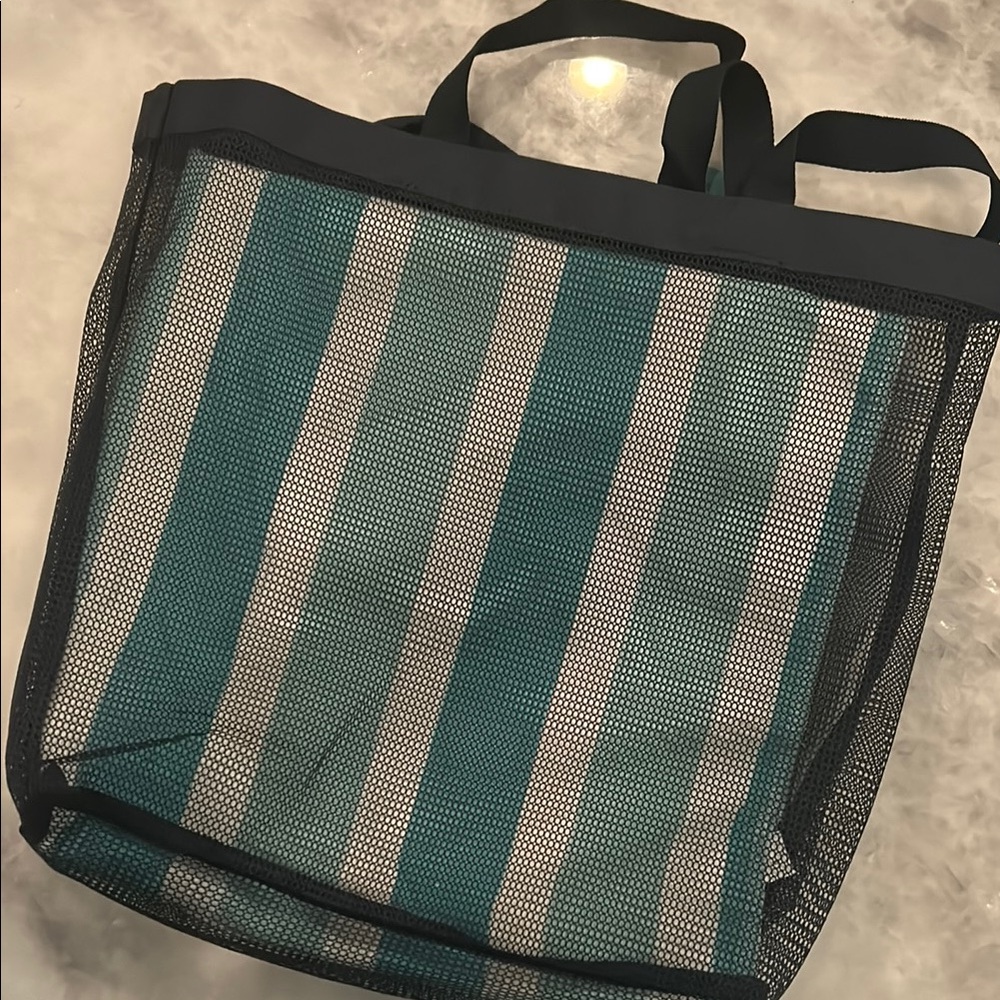 Striped Mesh Tote Bag